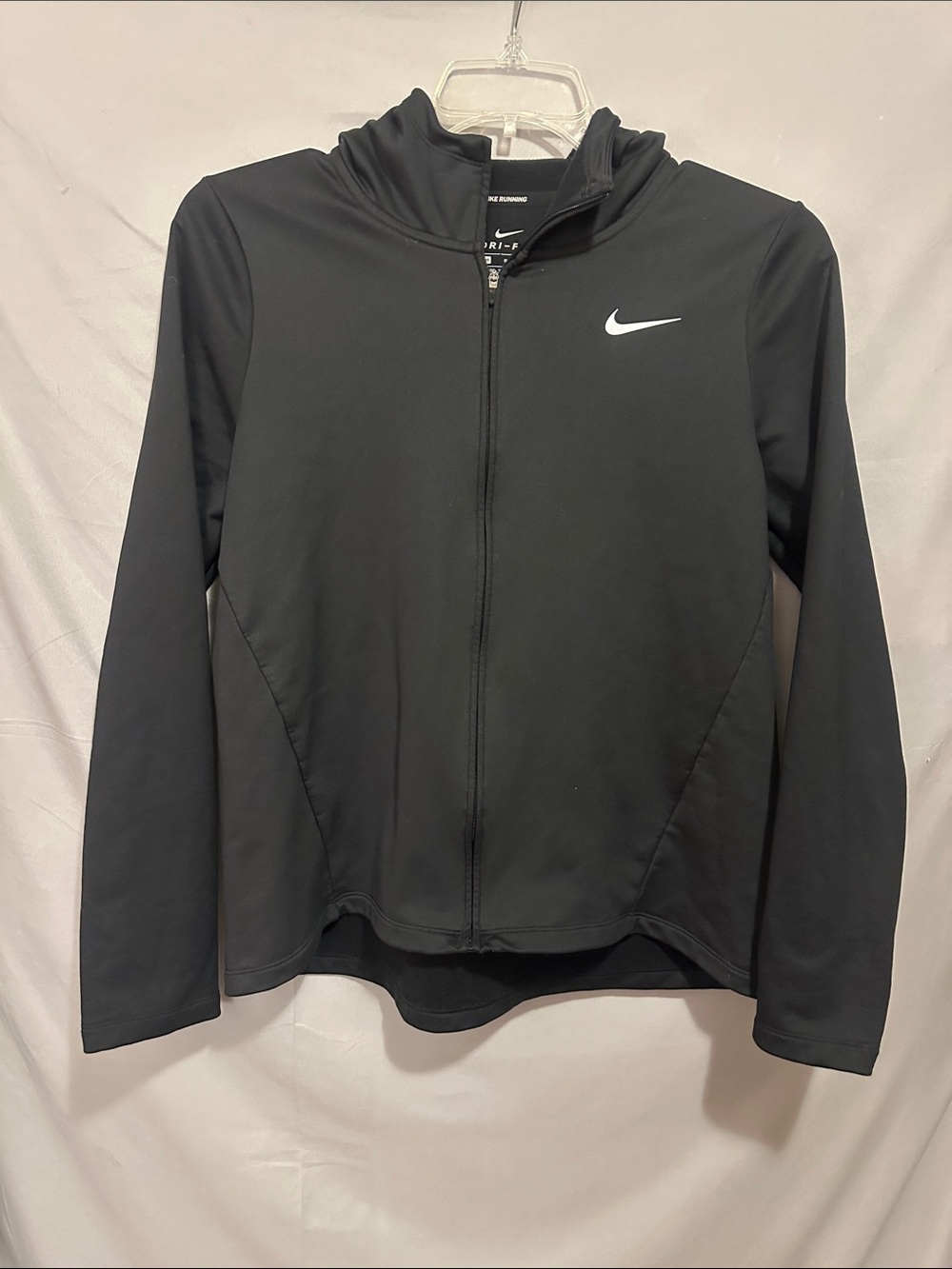 Nike Women’s Black Zip-Front Performance Jacket with White Swoosh